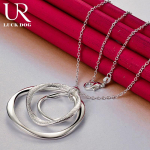 925 Sterling h&otilde;bedane kolme r&otilde;ngaga &uuml;mmargune ripats kaelakee Moodsad pulmaehted O-45CM