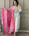 Naiste Pluus Tuunika Disainer Kurta P&uuml;ksid Dupatta Komplekt India Bollywood Kurti Salwar &Uuml;likond Kleit M