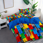 Moodne tekikottide komplekt Ehitusplokid Prindi pestav pol&uuml;ester voodipesukomplekt Pehme mugav ja hingav tekikott 135X200cm