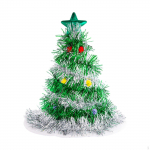 Christmas Tree Hat Creative Fancy Dress up Photo Props Festive Holiday Decor Red Silver No Light