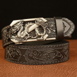 Moodsad reljeefsed retrov&auml;rvi meeste rihmad &auml;riliseks lehmanahast ehtsast nahast v&ouml;&ouml; draakoni mustriga automaatne pandlaga rihm 115cm