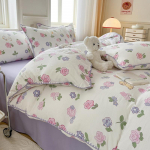 Retro stiilis kahekihiline l&otilde;ng pestud puuvillane tekikate neljaosaline komplekt voodipesu linad kolmeosaline komplekt 1.5m bed