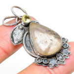 Natural Golden Rutile, Citrine Gemstone 925 Sterling Silver Pendant 1.89 r9b02