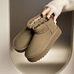 Naiste paksud platvormiga lumesaapad libisemiskindlad kunstnahast pahkluu saapad kunstkarusnahast voodriga Talvise soojad mugavad k&otilde;ndimise l&uuml;hikesed saapad Naiste kingad 35 kaamel