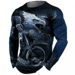 Vintage meeste pikkade varrukatega T-s&auml;rk 3D Retro Mootorratta &uuml;lisuured T-s&auml;rgid Pusa jaoks Biker Racing Top T-s&auml;rk meeste r&otilde;ivad 3XL