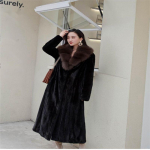 Naiste k&otilde;rgekvaliteediline kunstlik naaritsa mantel soojaks s&uuml;giseks ja talveks kunstlik naaritsa mantel S must