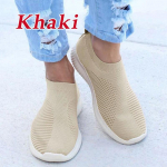 Moodsad naiste korterid, hingava v&otilde;rgust platvormkingad, naiste libisevad jalga, pehmed daamide vabaajajalatsid, naiste kootud sokkidega korterid, pluss-suurus 35-43 35 khaki