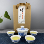 Kung Fu teekomplekt, keraamiline teetass, valgest portselanist komplekt, sinise ja valge tee tass, kaas, kauss, teekomplekt 5pcs Rich Peony