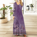 Naiste vabaaja mood pikkade varrukatega graafilise tr&uuml;kiga vintage pikad kleidid s&uuml;gisel M lilla