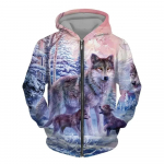 Meeste lukuga kapuuts Wolf 3D prinditud lukuga kapuuts meeste pullover mood vabaaja kampsun street Harajuku Riietus Kevad ja s&uuml;gis 2XL