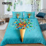 Lollipop Tekikottide Komplekt Toiduteemaline Tekikott Sinine Mull Voodipesukomplekt Lastele Lastele Naistele T&uuml;drukulik Unistuslik Tekikott EU single(135x200cm)