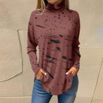 Naiste T-s&auml;rgid S&uuml;gises vabaaja pikkade varrukatega s&auml;rgid Vintage tr&uuml;kitud k&otilde;rge kaelusega pullover L must