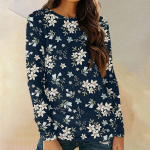 Naiste pikkade varrukatega &uuml;mmarguse kaelusega s&auml;rgid, vabaaja s&auml;rgid, s&uuml;gisesed trendikad tuunikar&otilde;ivad, liibuvad T-s&auml;rgid L sinine