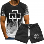 Meeste Rammsteini tr&uuml;kitud T-s&auml;rk f&auml;nn l&uuml;hikeste varrukatega graafiline T-s&auml;rk suvine meeste &uuml;likond L valge