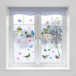 Bird on Tree Branch Wall Sticker Art Mural Easily Install Accessory, Decor Decal for TV Style A