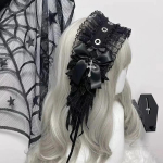 Naiste Harajuku Steampunk Y2K tiibadega peakate, lipsuga peapael, Lolita gooti stiilis, tumeda ingliga peakatted ja juukseaksessuaarid must