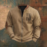 Meeste Retro Casual gradienttr&uuml;kiga kampsun L khaki