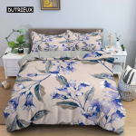Klassikalised tekikottide komplektid Flower Blue Gold King, Queen, Full, Double Top Tekikatted Padjap&uuml;&uuml;rid Voodipesu voodipesu komplekt 260x220cm EU single(135x200cm)