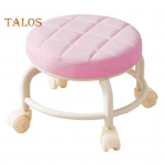 Madalalt veerev taburet 360 kraadi p&ouml;&ouml;rlevate ratastega, kunstnahast pehmendusega rulliste metalljalgadega Raske p&ouml;&ouml;rleva istme tool roosa