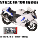 1/9 Suzuki Hayabusa 2023 Mootorratta Mudel Valatud Metallist Mootorratta M&auml;nguasi helehall 1/9-Size:24.5*10*13.5cm valge