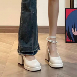 K&otilde;rged kontsad naistele mood paks konts p&auml;rl pahkluu pandlaga pulmapeo kingad lakknahast platvorm Mary Jane kingad naistele 35