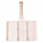 Jagatud grill Maifani kivikattega Alumiinium &Uuml;htlane kuumenemine Mittekleepuv Multifunktsionaalne 4 sektsiooni valge