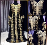 Farasha Dubai Pikk Maroko Ramadani Kleit Kaftan Pulm Georgette Must Abaya XS must