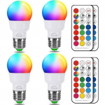 Ampoule LED - RGB - E27 - 5W - 12 Couleurs - T&eacute;l&eacute;commande (Lot de 4)