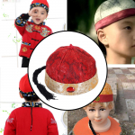 Chinese Oriental Hat Adults Teens Stage Performance Props for Dress up Theater Dark Red 48cm
