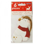 6 &eacute;tiquettes cadeaux - Ours blancs &agrave; paillettes
