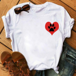 Naiste T-s&auml;rk Cartoon Tops V&auml;rvilised Heart Dog Paw Print T-s&auml;rk Naiste suvine T-s&auml;rk 90ndate T&uuml;drukute L&uuml;hikeste Varrukatega T-s&auml;rk Must T-s&auml;rgid M
