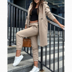 Naiste mood vabaaja fliisist kapuutsiga dressipluusikost&uuml;&uuml;m M khaki