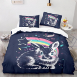 Multikas K&uuml;&uuml;lik Vikerkaar Loomaprintidega Sulet&auml;idisega Tekikott Padjap&uuml;&uuml;r 3D Prinditud Voodipesukomplekt Lihav&otilde;tted Noortele Kodu Kaunistus Kingitus Baby 100x135cm