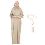 Naiste palver&otilde;ivad hidžaabiga, moslemi r&otilde;ivad, pikk r&uuml;&uuml; abaya, t&uuml;rgi islami kleidid, Dubai kaftan koos roosikrantsiga burgundiapunane
