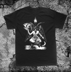 230 Gsm 100% puuvillane Baphomet T-s&auml;rkpunk okultne gooti kurjus saatan kits pea pentagramm saatanlik Mendese kits kolju voodoo metall kurat n&otilde;idus wic XL