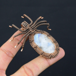 Rainbow Moonstone Handmade Copper Wire Wrap Spider Pendant 2.56 k3e49