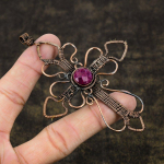 Ruby(Simulated) Gemstone Copper Wire Wrap Jewelry Pendant 4.14 o9g51