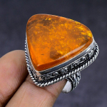 Baltic Amber handmade 925 Sterling Silver Jewelry Ring Size 8 j8f66