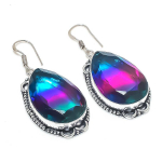 Bi-Color Tourmaline Handmade 925 Sterling Silver Jewelry Earring 2.21 q2i71