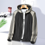 Dm Meeste Tuulejope V&auml;rviplokiga Kapuutsiga Jakk Tuulekindel ja Hingav Jakk Kolme Triibuga Suur Suurus 8XL XXXXL gray