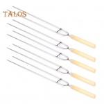 Roostevabast terasest grillvardad kaheharulised BBQ vardad 36 cm matkamiseks grillkahvlid puidust k&auml;epidemega kana krevettide kebabide jaoks 20PCS