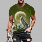 Uus Suvine Meeste Moe T-s&auml;rk Personality Wolf Printed Meeste T-s&auml;rk Top XS sinine