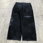 Unisex Y2K Baggy teksad meestele Harajuku 2000ndate Vintaaž Tikitud Teksad Hip Hop Streetwear Naiste Vabaaja Laiade S&auml;&auml;rtega Teksad L