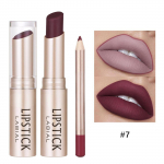1Pc Two in One Lip Liner Pen Long Lasting Highly Pigmented Matte Lipstick Waterproof Smudge Proof Non Stick Cup Easy Application One Size