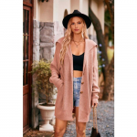 S&uuml;gis- ja talvine naiste kampsun, &uuml;hev&auml;rviline &uuml;mberp&ouml;&ouml;ratav sviiter taskukardiganiga lahtise kolme n&ouml;&ouml;biga keskmise pikkusega jakk L