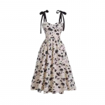 Naiste populaarsed prantsuse Hepburni stiilis vintage lipsuga lillelised halterkleidid L