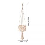 Boho Hand-Woven Cotton Rope Hanging Basket for Fruits and Plants Beige