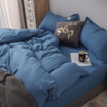 Pure Color voodipesu ja tekikott voodipesu Kahekordne neljaosaline &uuml;likond 180*220cm safiirsinine v&auml;rv