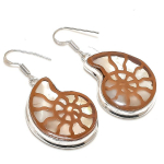 Ammonite Fossil Gemstone Handmade 925 Sterling Silver Jewelry Earring 2.01 j7d65