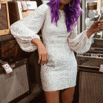 Naiste vabaaja massiivne seksikas &uuml;mara kaelusega pikkade varrukatega &otilde;huke helmega kleit L